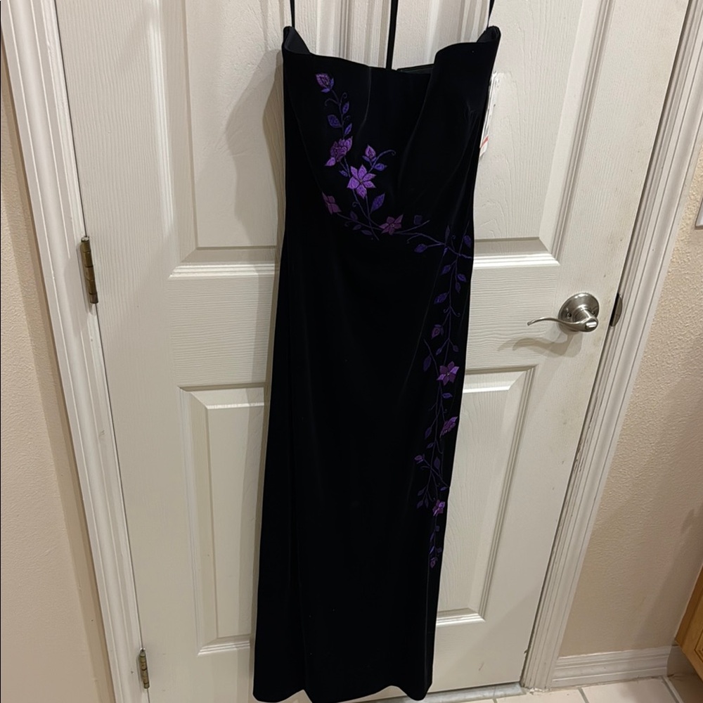 Rimini Asymmetrical Strapless Black and Purple Gown